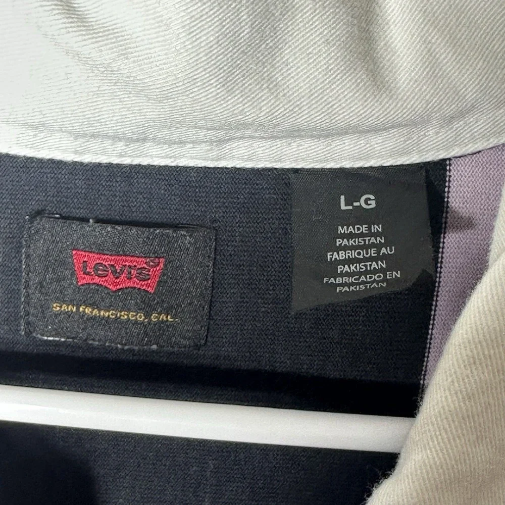 Levis Skate‎ Rugby Long Sleeve Polo Shirt Black Large unique